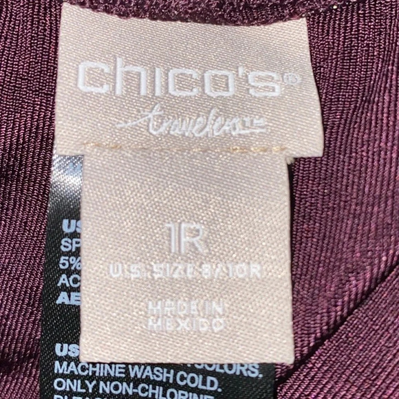 CHICO’S TRAVELERS pull on pant stretchy wrinkle free wine burgundy NEW size 8-10 - Picture 5 of 10